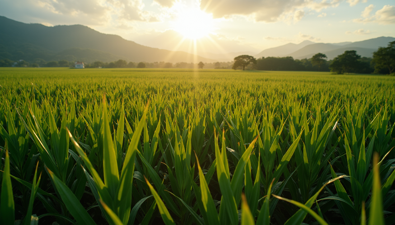 High angle view of sugarcane fields in Brazil