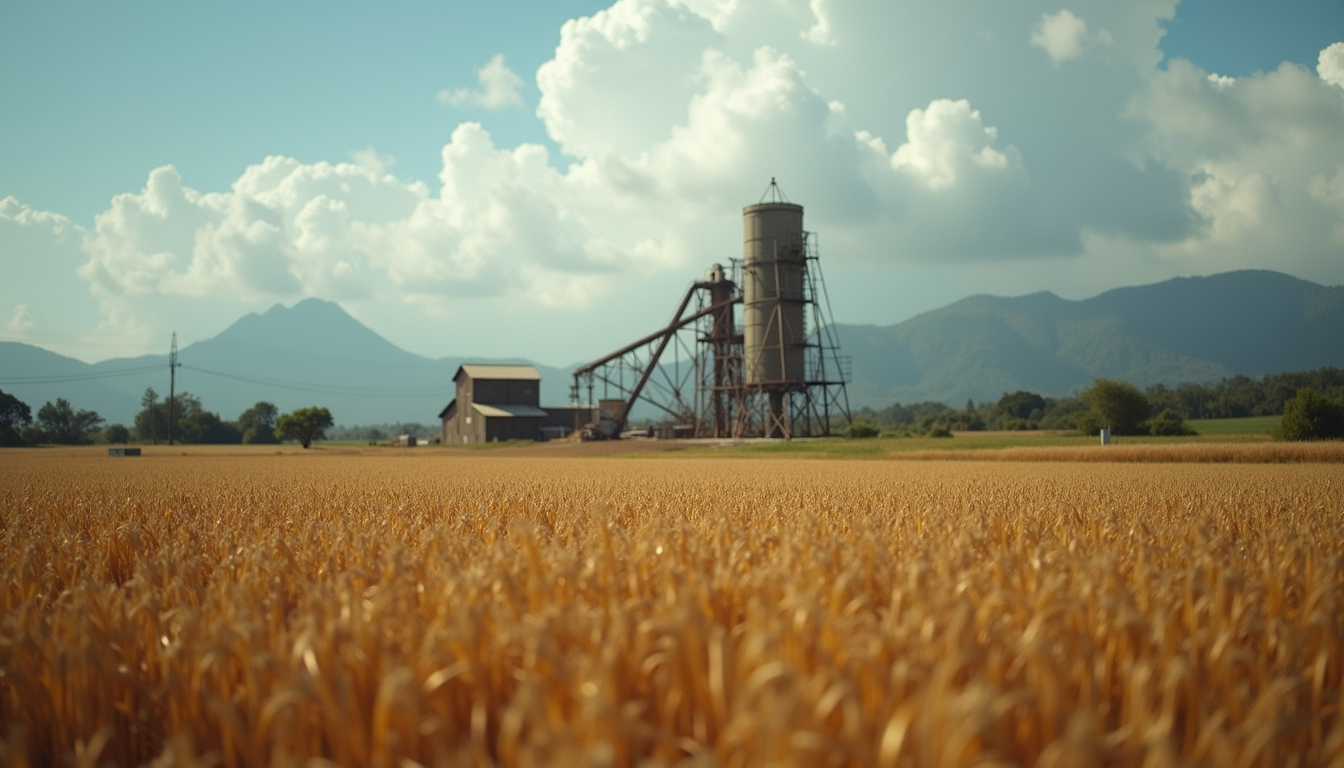 Eye-level view of a large sugar mill facility in Brazil